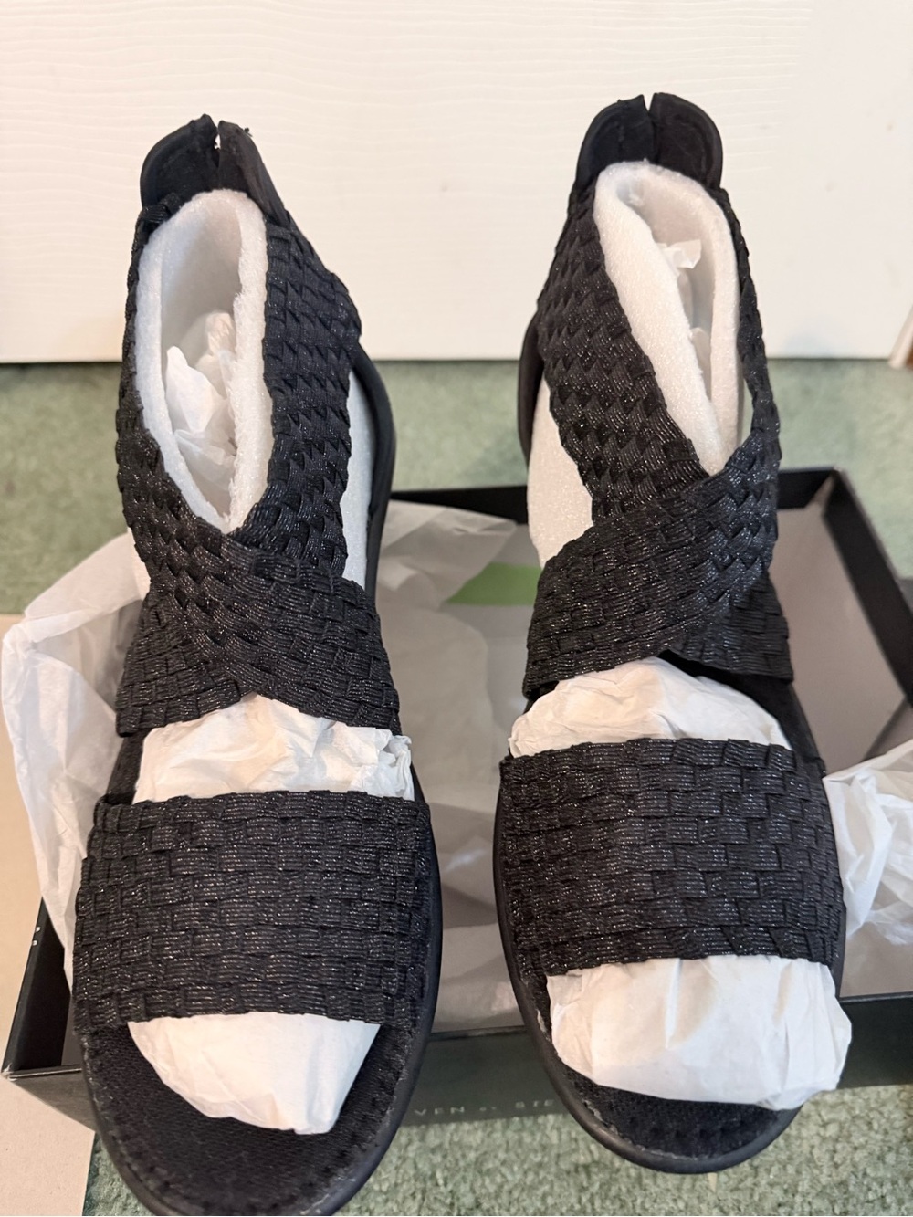 Steve Madden Black Woven Crisscross Sandals
